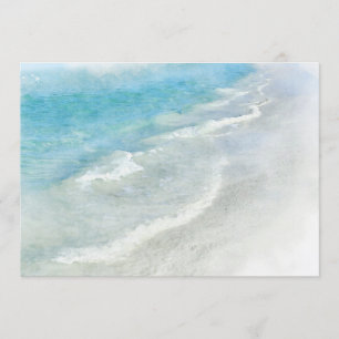 Witte zand-beugel Waterverf - Blauwgroen Aqua Turq Kaart