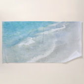 Witte zand-beugel Waterverf - Blauwgroen Aqua Turq Strandlaken (Voorkant)