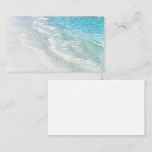 Witte zand-beugel Waterverf - Blauwgroen Aqua Turq Visitekaartje (Voorkant / Achterkant)