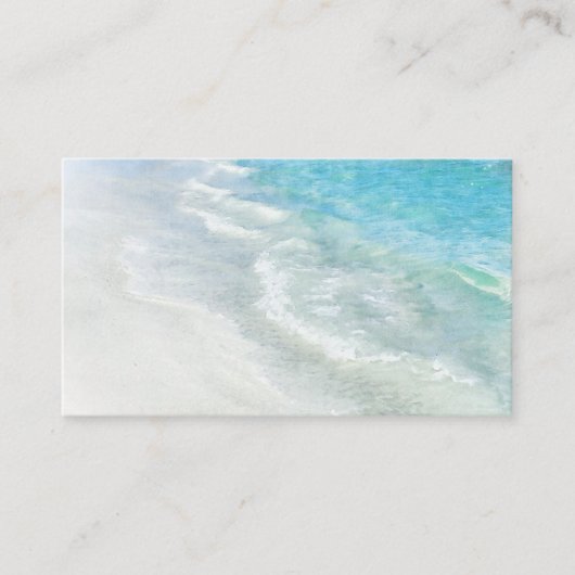 Witte zand-beugel Waterverf - Blauwgroen Aqua Turq Visitekaartje (Voorkant)