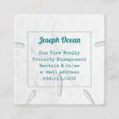 witte zanddollar vierkante visitekaartje (Voorkant)