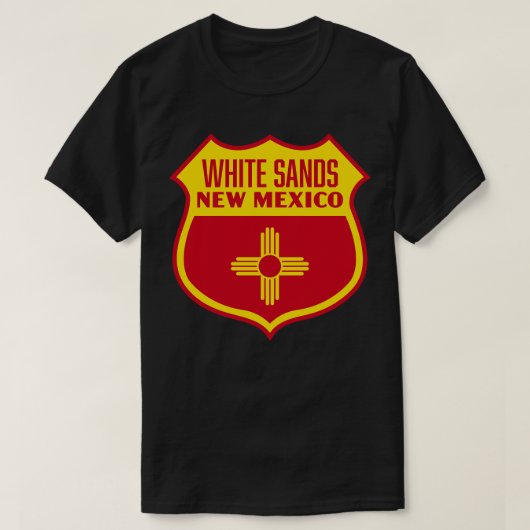 Witte Zanden New Mexico Retro Flag Schild Geel T-shirt (Design voorkant)
