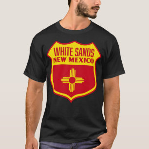 Witte Zanden New Mexico Retro Flag Schild Geel T-shirt