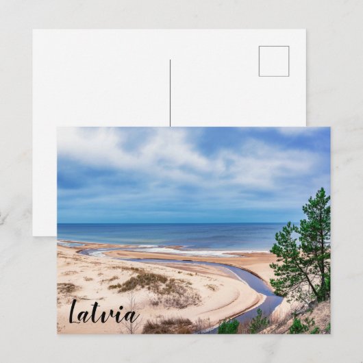 Witte zandstrand bij het Baltische zee in Letland Briefkaart (Voorkant / Achterkant)