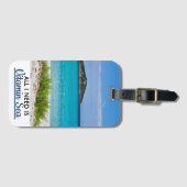 Witte zandstrand met turkooiswater-vitamine-zee bagagelabel (Voorkant (horizontaal))