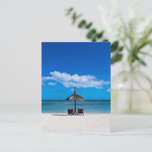Witte zandstrand van Flic en Flac Mauritius overlo Briefkaart (Staand voorkant)