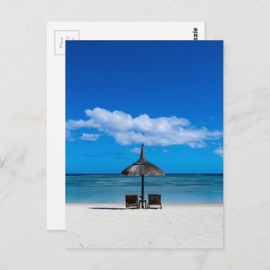 Witte zandstrand van Flic en Flac Mauritius overlo Briefkaart (Voorkant / Achterkant)