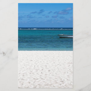 Witte zandstrand van Flic en Flac Mauritius overlo Briefpapier