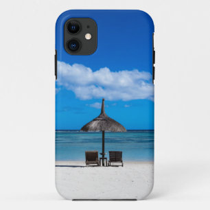 Witte zandstrand van Flic en Flac Mauritius overlo iPhone 11 Hoesje