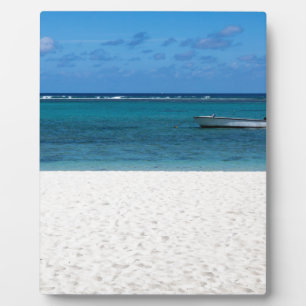 Witte zandstrand van Flic en Flac Mauritius overlo Fotoplaat