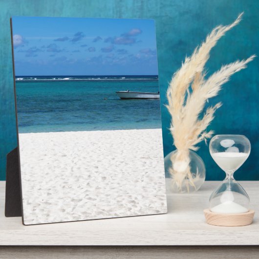 Witte zandstrand van Flic en Flac Mauritius overlo Fotoplaat (Zijkant)