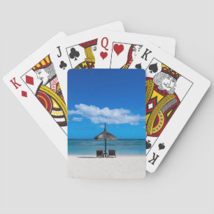 Witte zandstrand van Flic en Flac Mauritius overlo Pokerkaarten