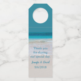 Witte Zandstrand Wijnfles Favoriet Tag Flessenhanger