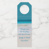 Witte Zandstrand Wijnfles Favoriet Tag Flessenhanger (Achterkant)