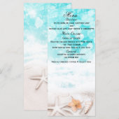 Witte Zandstrand Zeester Blauwe Oceaan Menukaart (Voorkant / Achterkant)