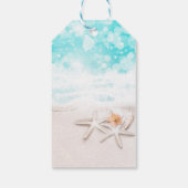 Witte Zandstrand Zeester Blauwe Oceaan Party Favor Cadeaulabel (Achterkant)