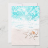 Witte Zandstrand Zeester Blauwe Oceaan Uitnodiging (Achterkant)