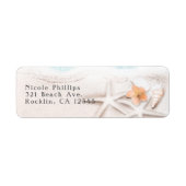 Witte Zandstrand Zeester Blauwe Oceaan Uitnodiging Etiket (Voorkant)