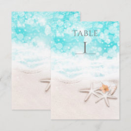 Witte zandstrand Zeester Blauwe oceantafel Nummer Kaart