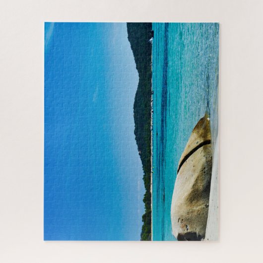 Witte zandstrandturkooiswater legpuzzel (Verticaal)