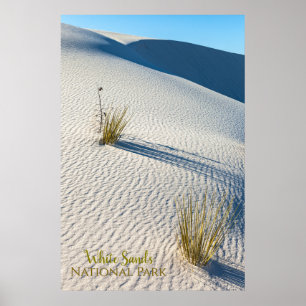 Witte Zandwoestijnlandschap en Yucca-planten Poster