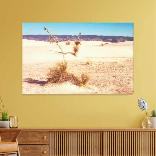 Witte zandyucca's canvas afdruk (Insitu (Woonkamer))
