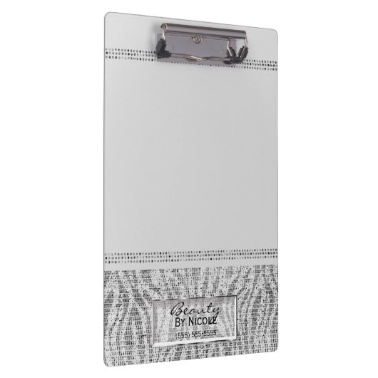 Witte Zebra Glitter Granite Glam Persoonlijk Klembord (Rechts)