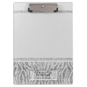 Witte Zebra Glitter Granite Glam Persoonlijk Klembord (Voorkant)