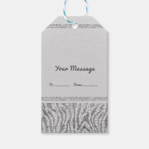 Witte Zebra Glitter Lovertjes Glam Feest Favor Chi Cadeaulabel