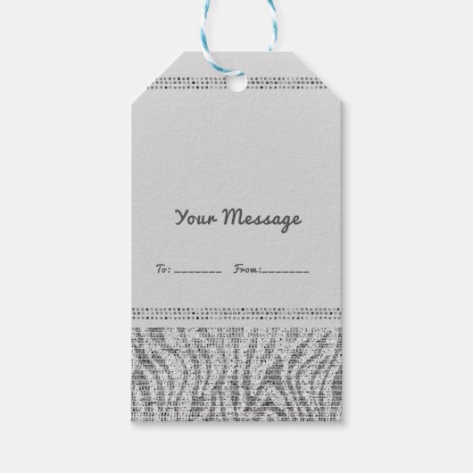 Witte Zebra Glitter Lovertjes Glam Feest Favor Chi Cadeaulabel (Voorkant)