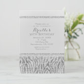 Witte Zebra Glitter Lovertjes Glam Feest Uitnodigi Kaart (Staand voorkant)