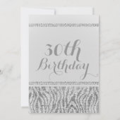 Witte Zebra Glitter Lovertjes Glam Feest Uitnodigi Kaart (Achterkant)