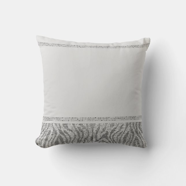 Witte Zebra Glitter Pailletten Glam Moderne Chic Kussen (Voorkant)