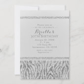 Witte Zebra Glitterende Pailletten Glam Feest Uitn Kaart (Voorkant)