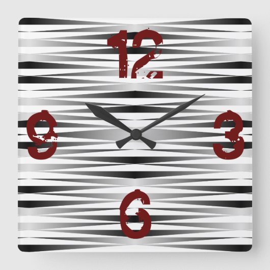 Witte Zebra-ontwerpklok Vierkante Klok (Voorkant)