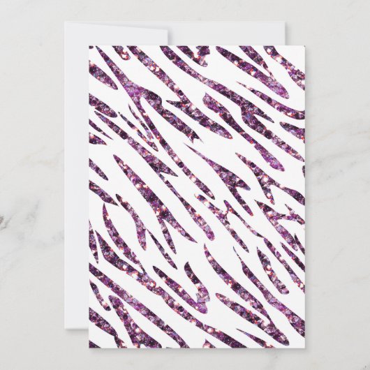 Witte Zebra Print Glam Glitter Party Uitnodigingen (Achterkant)