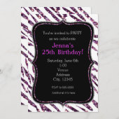 Witte Zebra Print Glam Glitter Party Uitnodigingen (Voorkant / Achterkant)