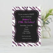 Witte zebraprint glam glitter feestuitnodigingen kaart (Staand voorkant)