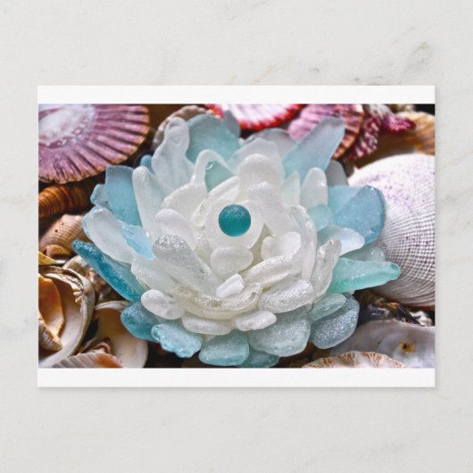 Witte Zee Glazen Bloem Briefkaart (Voorkant)