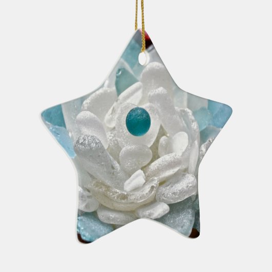 Witte Zee Glazen Bloem Keramisch Ornament (Rechts)