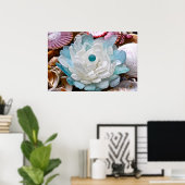 Witte Zee Glazen Bloem Poster (Thuiskantoor)