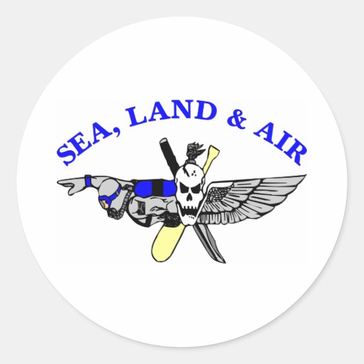 Witte Zee Landlucht Ronde Sticker (Voorkant)
