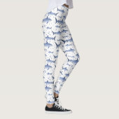 Witte Zee Life Shark Jellyfish Waterverf Pattern Leggings (Rechts)