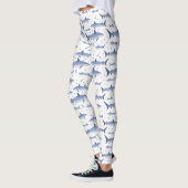 Witte Zee Life Shark Jellyfish Waterverf Pattern Leggings (Links)