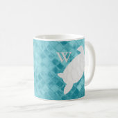 Witte Zee Turtle Aqua Zee Glass Monogram Koffiemok (Voorkant rechts)