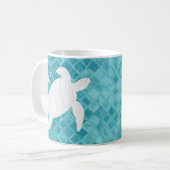 Witte Zee Turtle Aqua Zee Glass Monogram Koffiemok (Voorkant links)