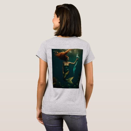 Witte Zeemeermin Gedrukt T-shirt met korte mouwen (Achterkant volledig)