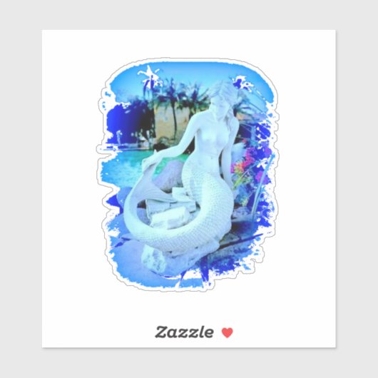 Witte Zeemeermin zittend in Thunder_Cove Sticker (Vel)