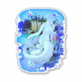Witte Zeemeermin zittend in Thunder_Cove Sticker (Voorkant)