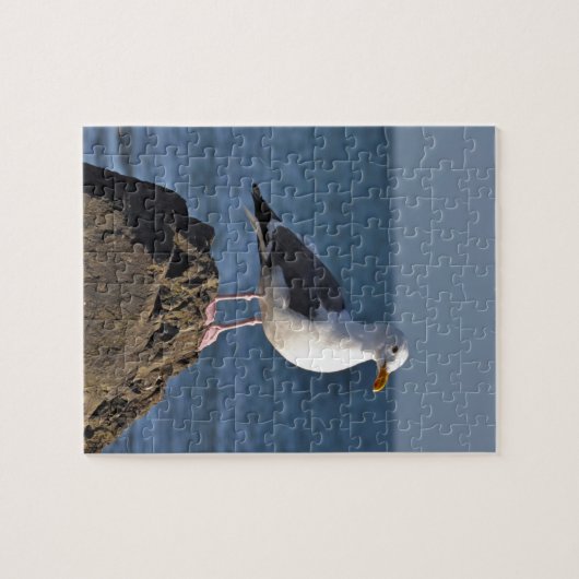 Witte zeemeeuw en oceaan legpuzzel (Horizontaal)